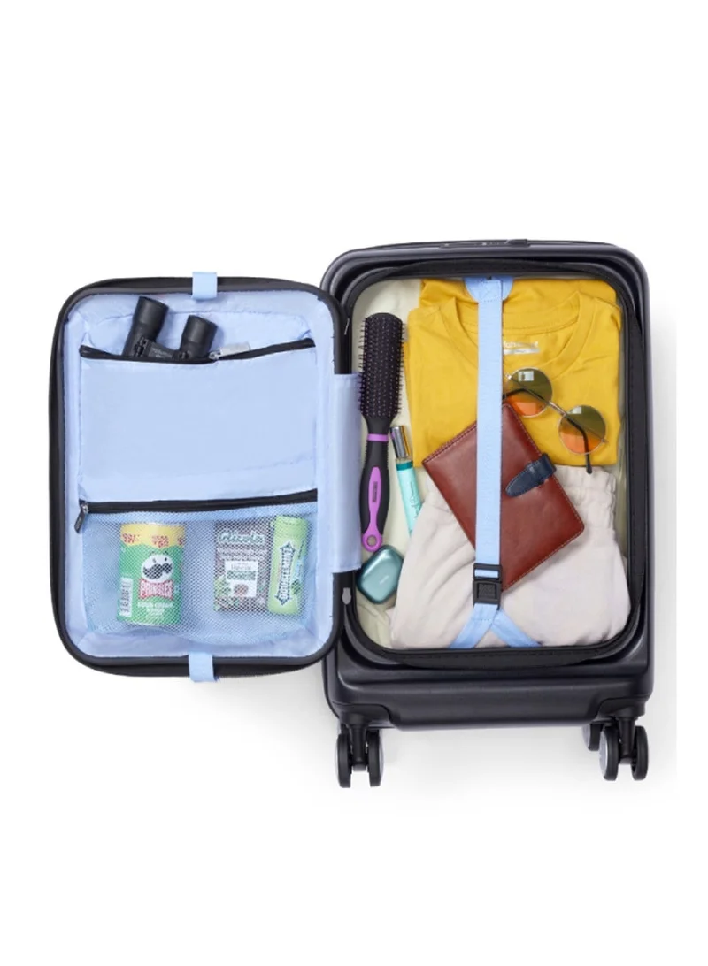 AMERICAN TOURISTER  Trento + Suitcase, Cabin Size 54 cm / 20 inch, 4 Spinner Wheels, Hard Top, Polycarbonate, Black|Lightweight|2 In 1 Optimov™ Shock Absorbing Wheels|Book Opening|Expandable|TSA Lock|Waterproof Section - 3 Years International Warranty  | Best Price UAE